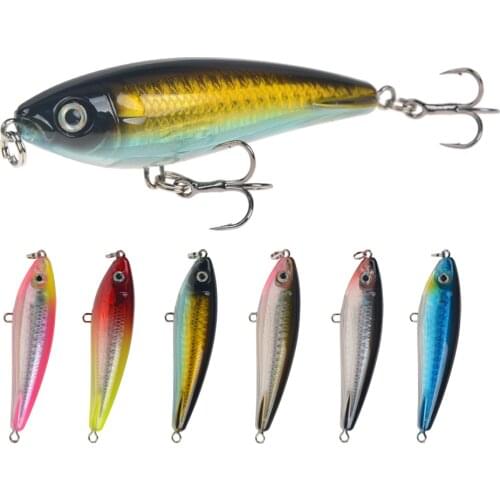7.5cm/12g Sinking Pencil Lure Hard Wobbler Lase Body Crankbait Quality Hooks Fishing Bait Winter Pesca Tackle