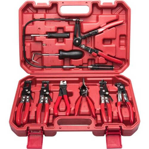 9PCS Wire Long Reach Hose Tube Clamp Pliers Set Fuel Oil Water Hose Auto Tools Disassemble Kit