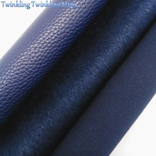 NAVY BLUE Glitter Fabric, Faux Leather Fabric, Litchi Synthetic Leather Sheet For Bows A4 Size 8"x11" Twinkling Ming XM127
