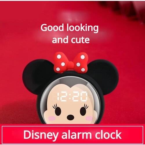 Disney Mickey Minnie Alarm Clock Cartoon Cute Student Bedroom Alarm Clock Winnie The Pooh Bluetooth Speaker Kids Birthday Gift