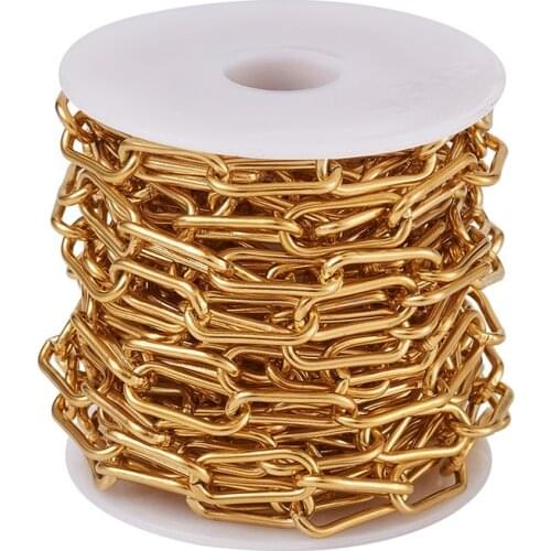 5m/roll Unwelded 304 Stainless Steel Paperclip Chains Drawn Elongated Cable Chains for Jewelry Making DIY Bracelet 17x7x1.6mm