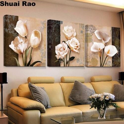Blooming flower diamond painting sale mosaic diamond embroidery icons full square/round drill still life art 3 piece set