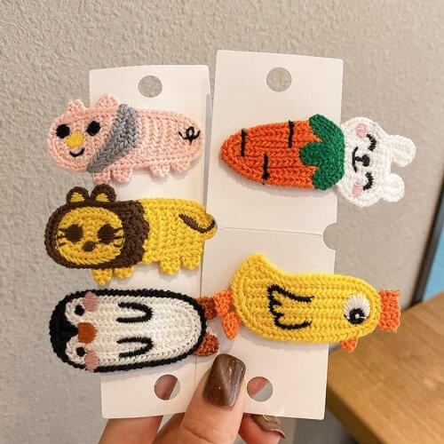 Cartoon Animal Fruit Children Baby Hairpin Wool Knitting Cute BB Clip Headdress for Girls Gift
