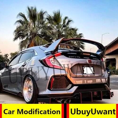 For 2016 2017 2018 2019 Honda Civic Hatchback Type-R Unpainted Rear Trunk Wing Spoiler