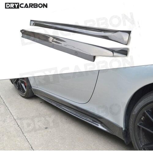 For Porsche 911 991 GT3 Carrera 2012 - 2015 Carbon Fiber Side Skirts Aprons V Style Bumper Protector 2PCS/Set Car FRP