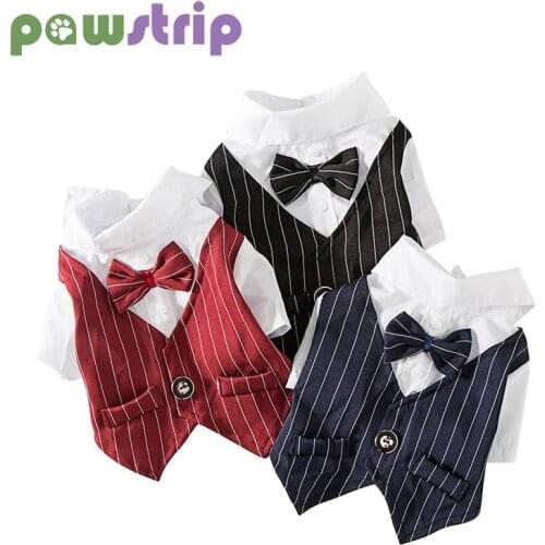Gentleman Dog Clothes Bowtie Tuxedo Pet Outfit Wedding Suit Formal Shirt for Small Dogs Halloween Christmas Costume for Cats