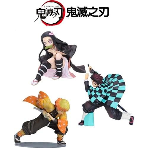 Devils Blade Anime Figure Demon Slayer Kimetsu no Yaiba Kamado Tanjirou Nezuko PVC Action Figure Collectible Model Toy Dolls