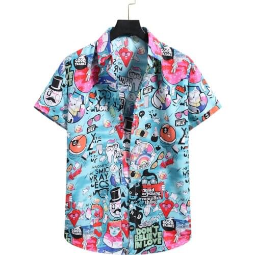 Hawaiian Shirt Men Casual Button Down Short Sleeve Summer Shirt Fashion Printed Man Street 2021 Hawaii Beach Shirts