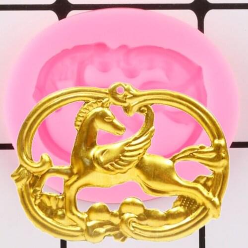 Horse Silicone Molds Medal Relief Jewelry Resin Clay Mold Cupcake Fondant Cake Decorating Tools Candy Chocolate Gumpaste Moulds