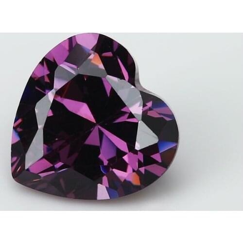 50PCS 3x3~15x15mm Heart Shape Loose CZ Stone Purple Color AAAAA Cubic zirconia Synthetic stone For Jewelry DIY Gems Stone