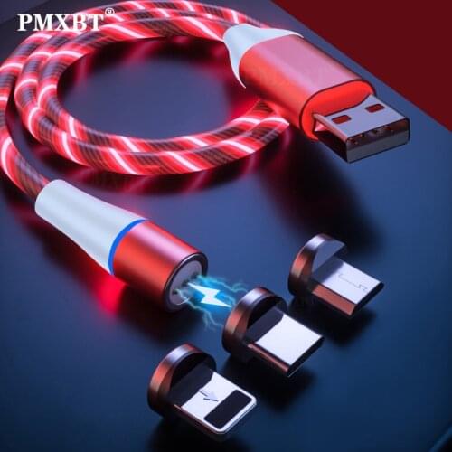 Magnetic Cable 3A Fast Charging Micro USB/Type C/8 Pin LED lighting For iphone 12 11 Pro Max Samsung Xiaomi Huawei Mobile Phone