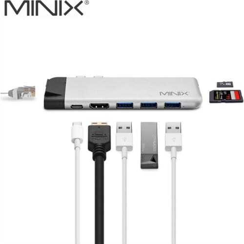 MINIX NEO C-D Pro Adapter 4k 60Hz 3 USB 3.0 4K HDMI-compatible Gigabit Ethernet LAN SD/Micro Card Reader USB-C Multiport Adapter