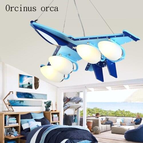 Cartoon creative aircraft chandelier boy bedroom childrens room lamp fighter eye protection LED Chandelier free shipping