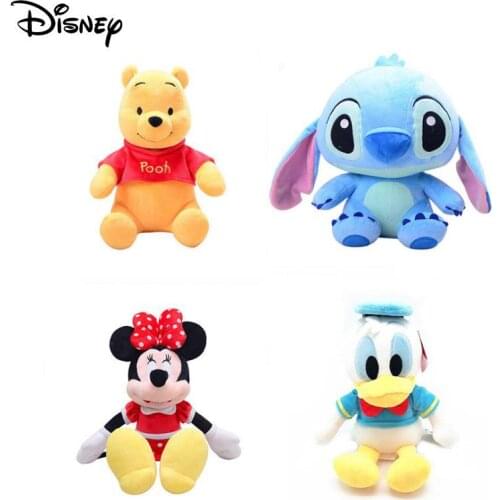 Disney Winnie The Pooh Plush Cartoon Bear Mickey Mouse Minnie Donald Duck Goofy Stitch Animals Soft Stuffed Plush Doll Kids Toys