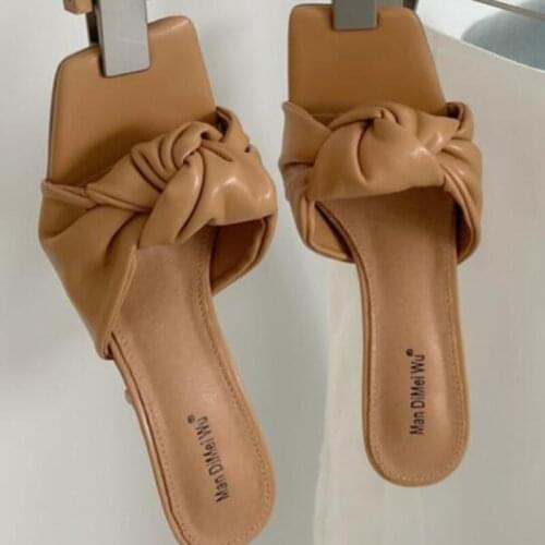 Summer Square Toe Women Slippers Fashion Thin High Heel Ladies Mules Elegant Female Outside Slides Sandal Shoes 2021