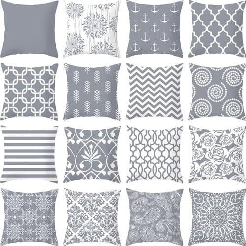 Nordic Grey Throw Pillow Case Damask Ikat Vintange Flora Geometric Cushion Covers for Home Sofa Chair Decorative Pillowcases