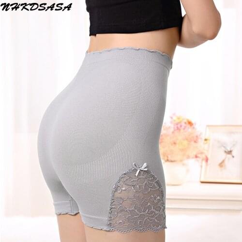 NHKDSASA Women Summer Safety Pants Seamless Stretchy Underpants 2021 Solid Color Panties Ladies Sexy Lace Lingerie Boxer Shorts