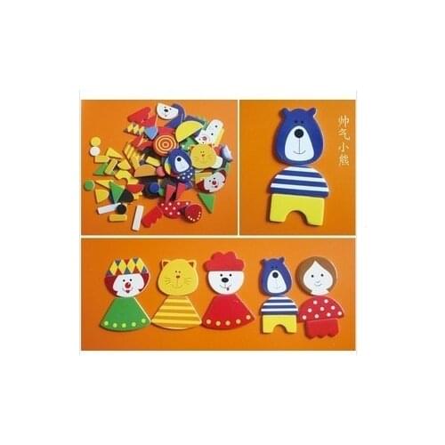 90pcs New style Cartoon figure & Animal Wooden Magnetic Puzzle Toys Multifunctional Educational Jigsaw toy for Children Kids