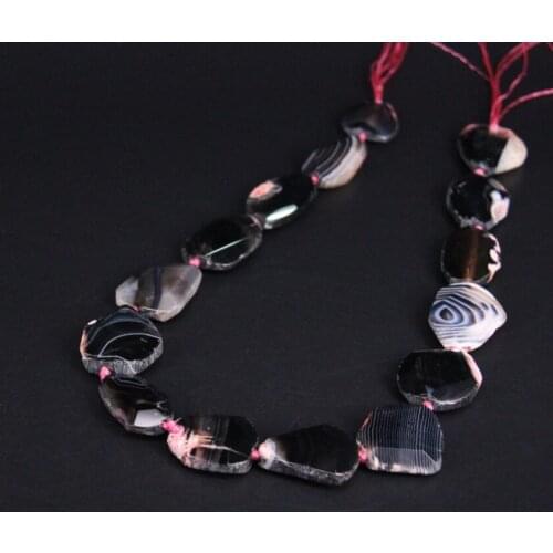 15.5"/strand Natural Black Pink Agates Faceted Slab Nugget Loose Beads,Raw Onxy Gems Stone Slice Pendant Beads Jewelry Making