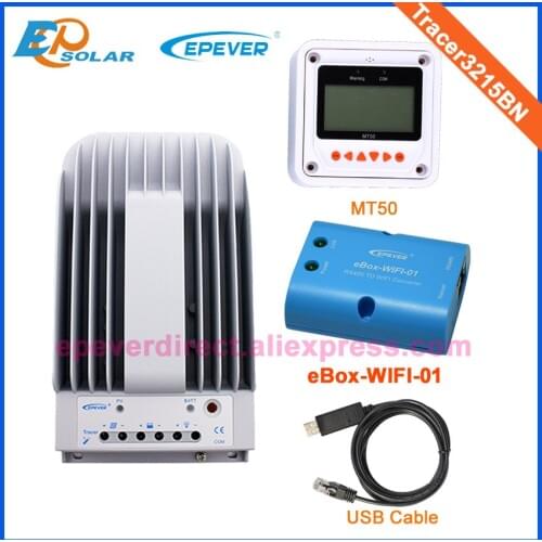 Great quality and fast delivery to Asia,Tracer3215BN solar controller,24V 12V auto work eBOX wifi adapter and MT50 Meter 30A