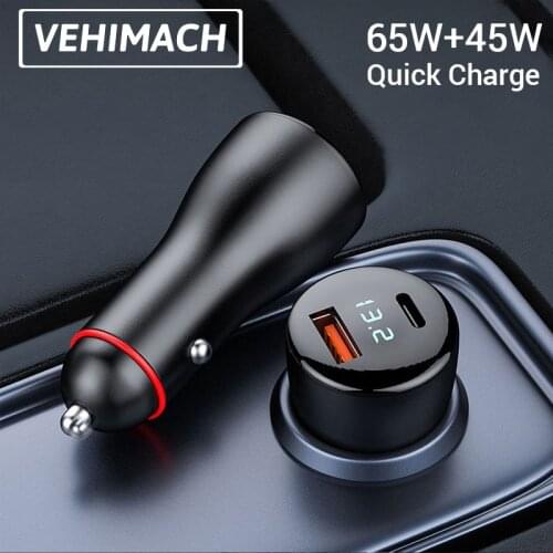 PD65W+40W Fast Charging Car Charger Type-c/USB Port 100W Charge Car Cigarette Lighter Splitter 12V-24V Universal Power Adapter