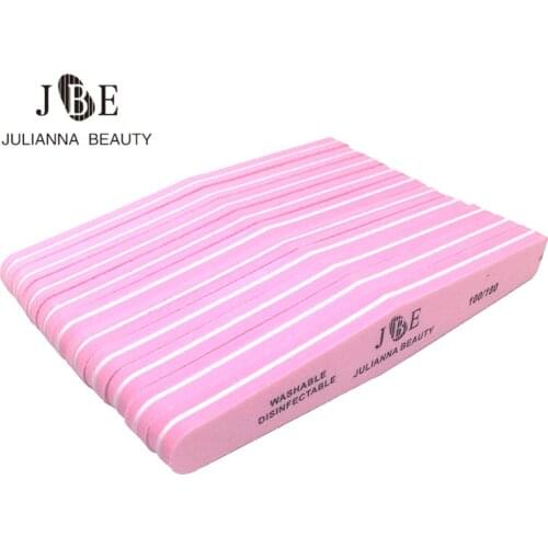 6Pcs 100/180 Pink Nail Files Sanding UV Gel Polish Curve Prismatic for Nail Art Tips Manicure Lime A Ongle Pedicure Nail Tools