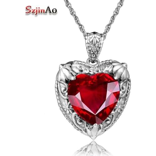 Szjinao Charms Handmade Heart Pendant Ruby 100% 925 Sterling Silver Jewelry Women Pendants for Friends Steven Universe