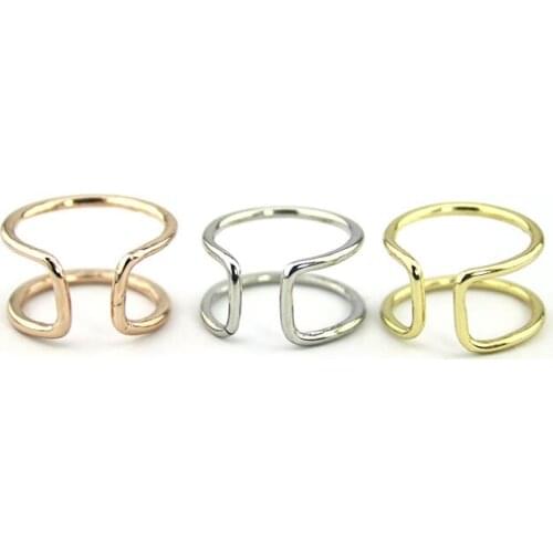 Wholesale 10pc/lot Simple Geometric Ring Adjustable Double Layer Lined Ring 4 Colors For Choose Women Mens Anillos Mujer