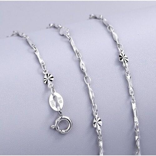 S999 Sterling Silver Necklace For Women S999 Ingot Flower Piece Silver Necklace without Pendant Clavicle Chain for Wedding Gifts