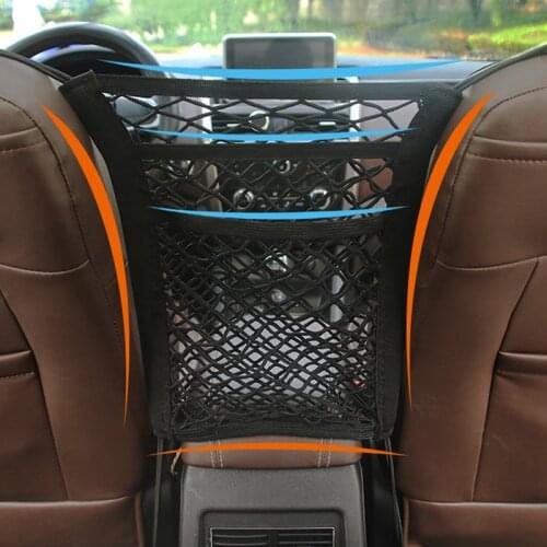 Car Interior Trunk Seat Back Elastic Mesh Net Car Styling Storage Bag Pocket Cage velcro Grid Pocket Holder Car Accessories