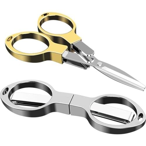 Mini Stainless Steel Folding Scissors Keychain Fishing Scissor Cutter Camping Tool Silver/Gold