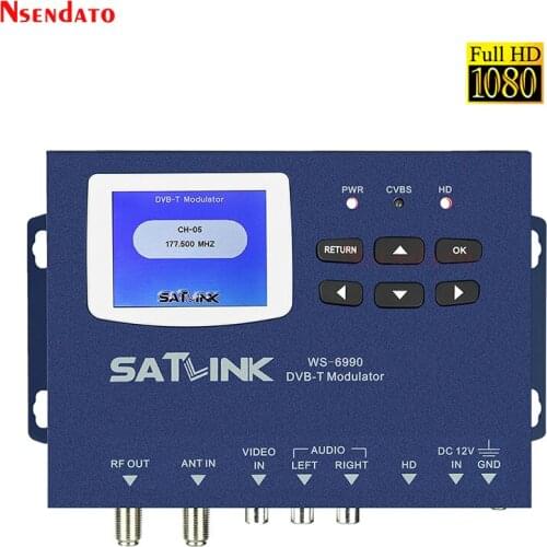 Satlink WS-6990 DVB T RF modulator Digital Terrestrial Finder decoder 1 Route 1080P DVB-T Modulator TV Receiver For DVD Recorder