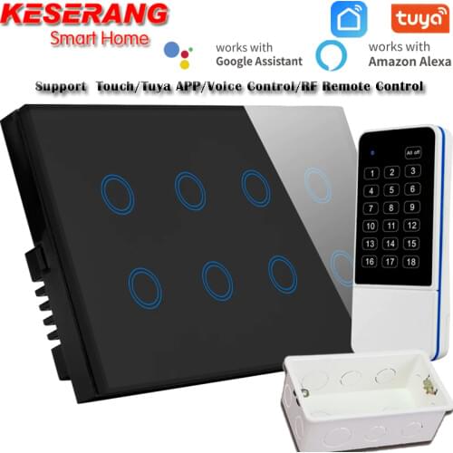 UK Standard 8 Gang WIFI Smart Switch Compatible RF Remote Control/Alexa/Google/Tuya Smart Life,AC110-240V,WIFI Light Switch