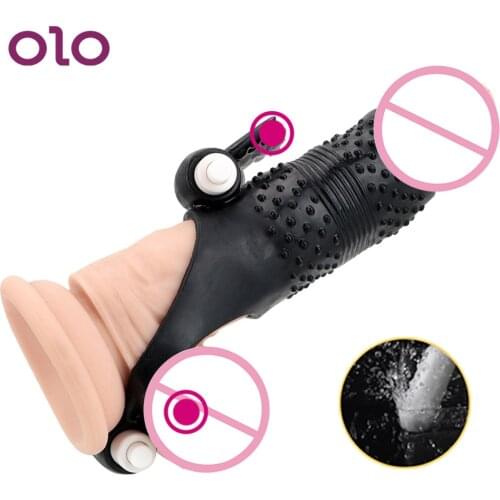 OLO Penis Vibrating Ring Strap On Cock Sleeve Ejaculation Delay Dick Enlargement Extender G spot Stimulator Vibrator