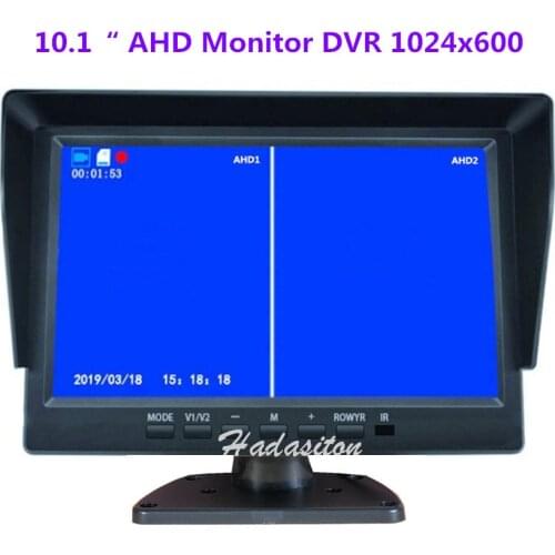 10.1" IPS screen 1024*600 AHD Car Monitor DVR 2 split screen Driving recorder support two ways installation