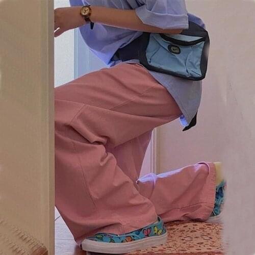 Y2K Vintage Wide Leg Pants Womens Pants High Waist 2021SS All-match Casual Straight Pants Loose Korean Mopping Trend Trousers