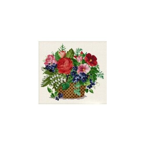 Fishxx Cross Stitch B038flowers[Red and blue]cotton thread and cloth , water-soluble,100% accurate pattern,11CT,embroidery