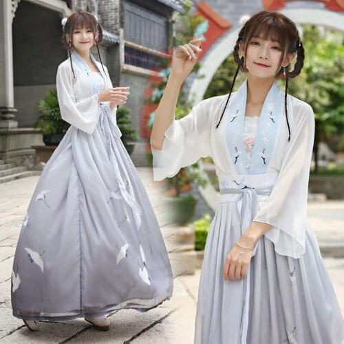 Embroidery Classical Dance Costume Crane Hanfu For Women Folk Festival Outfit Fairy Dress Singer Rave Performance Clothes DF1349