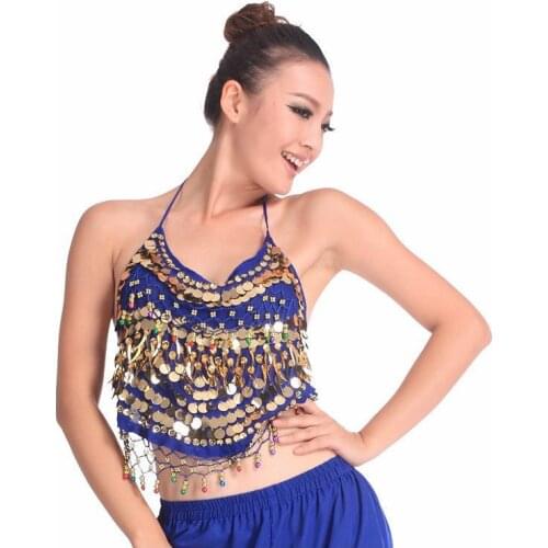 2018 Hot Selling On Sale Cheap Coins Sexy Belly Dance Top Size Bra for Women 11 Colors Available