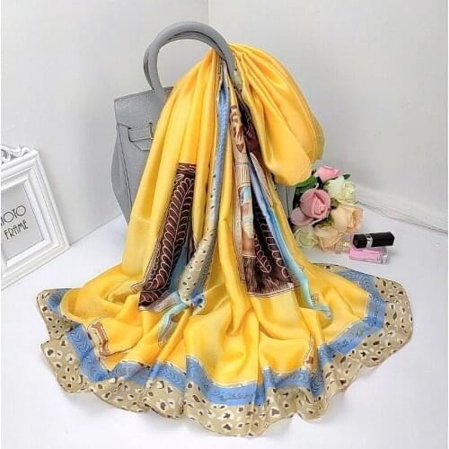 2021 New 180X90CM Beach Towel Summer Bandana Fashion Leopard Print Kerchief Female High-Grade Silk Scarf Popular Sunscreen Shawl