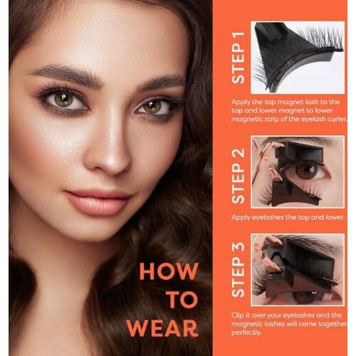Q1FB Magnetic Eyelashes Kit 3 Pairs Natural Look False Lashes Set Reusable Waterproof No Glue Needed Fake Lashes Extension