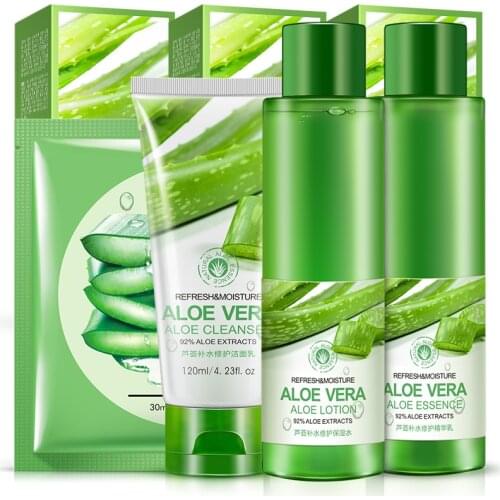 4Pcs Aloe Vera Gel Soothing Moisturizing Whitening Cream Anti-Acne Snti-wrinkle Yellowish Rough Female Acne Cleanser Face Care