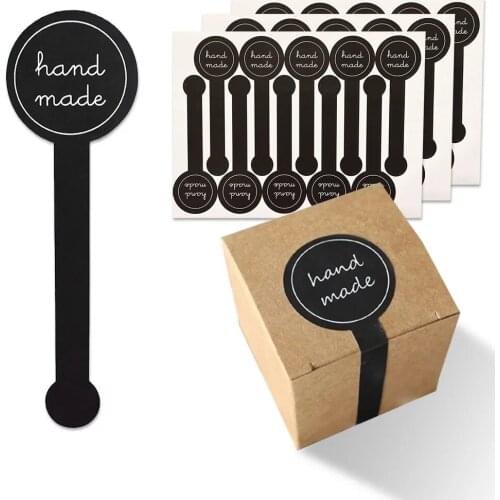 50-200Pcs Handmade Vintage Stickers Black Irregular Round scrapbooking Stickers candy Cake Box DIY seal Decorative Stickers