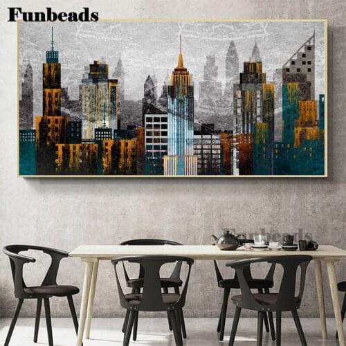 5D round Diamond Embroidery Abstract art, urban architectural landscape Picture Of Rhinestones Diamond Painting Handmade FF4143