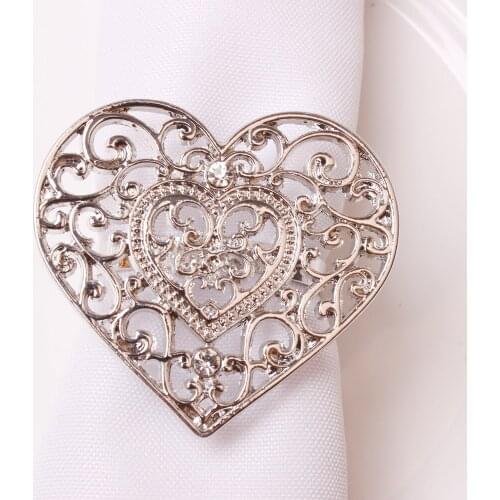 6PCS/Metal Electroplating Love Napkin Ring Valentines Day Table Decoration Jewelry Holiday Love Napkin Ring