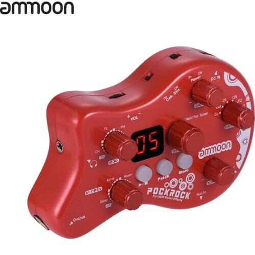 Ammoon PockRock Guitar Multi-effects Processor Effect Pedal 15 Effect Types 40 Drum Rhythms Tuning Function with Power Adapter