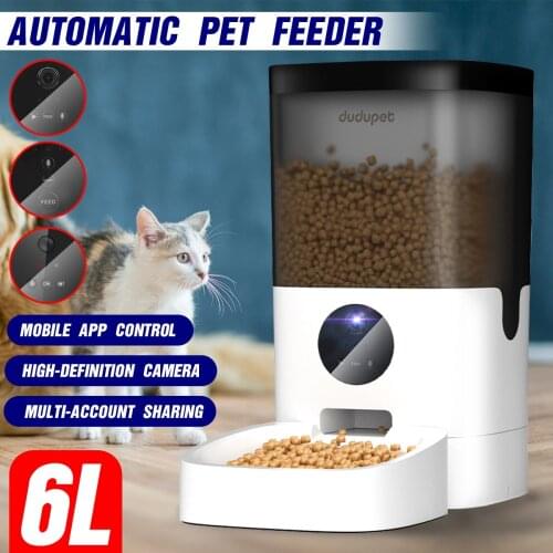 Pet Automatic Feeder 6L Large Capacity Smart Voice Recorder APP Control Timer Feeding Cat Dog Food Dispenser Video/WiFi Version