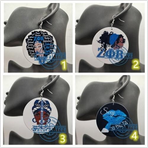 Free Shipping!!zeta phi beta sorority wooden earrings