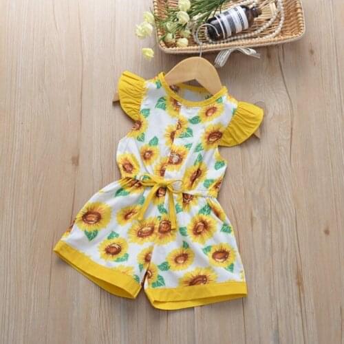 2020 Children Summer Clothing 1-6Y Toddler Baby Girl Floral Print Romper Bib Pants Sleeveless Overalls Outfits Cropped Jumpsuits