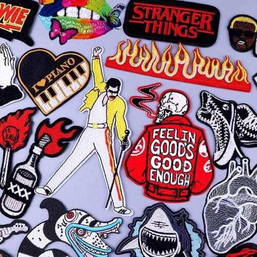 Freddie Mercury Badge Rock Band Embroidered Patches On Clothes Punk Skull Clothing Hippie Iron On Patches For Clothing Badges